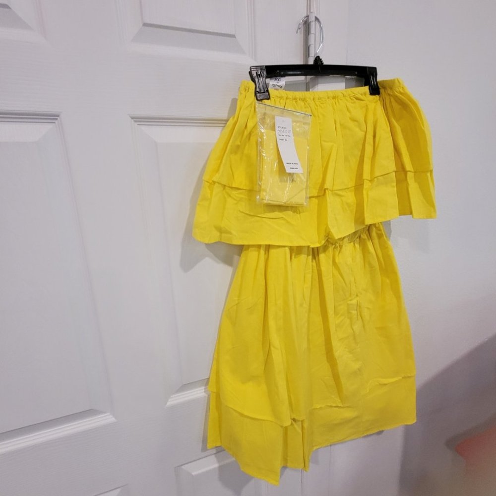 Yellow Ruffled Off the shoulder or 1-shoulder dress or tunic, one size fits all